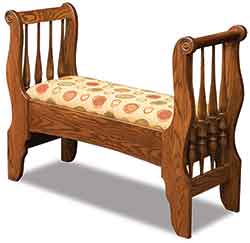 Amish Upholstered Sleigh Bench