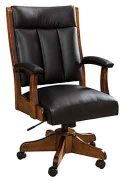 Amish custom handcrafted Roxbury Leather Office Desk Chair