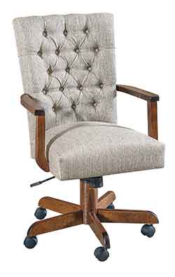 Amish Custom Handcrafted Zellwood Office Arm Desk Chair with Upholstery