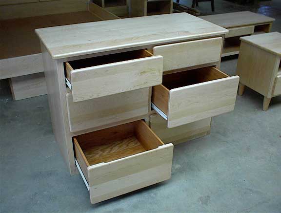 Custom Amish Made Natural Maple Dresser with drawers open