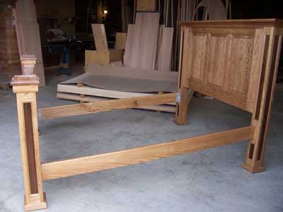 Custom Amish Made Mission Bed with Walnut Inlays