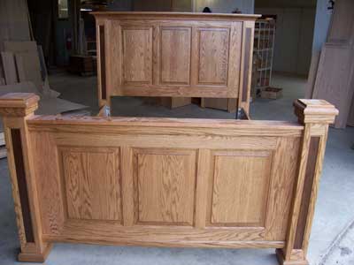 Custom Amish Made Mission Bed with Inlaid Walnut