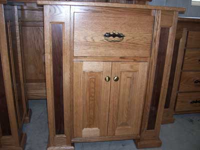 Custom Amish Made Oak Mission Nightstand or Endtalble with Walnut Inlays