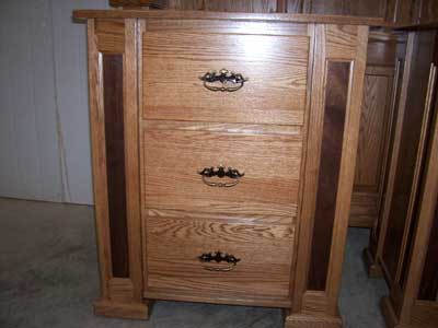 Custom Amish Made Oak Mission Nightstand or Endtalble with Walnut Inlays