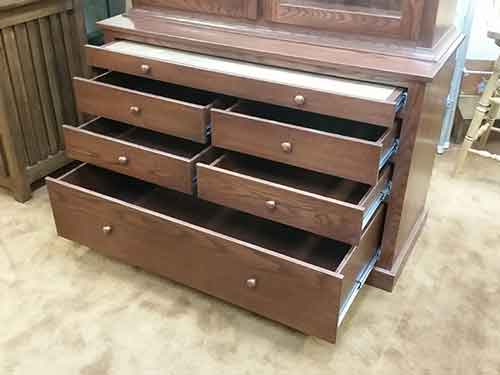 Locally Amish Custom Made Cherry Gun Cabinet Safe Lower Storage Drawers