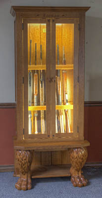 9 Gun Custom Gun Cabinet in Shaker Style with Claw Feet