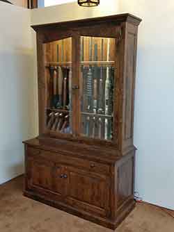 Side View of the Custom made gun cabinet for 12 rifles or shotguns