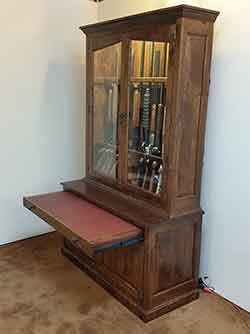 Rustic Cherry Gun Cabinet with Cleaning Shelf Extended