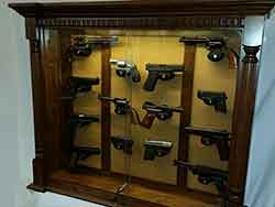 Wall Hanging Display Cabinet for Fourteen Pistols