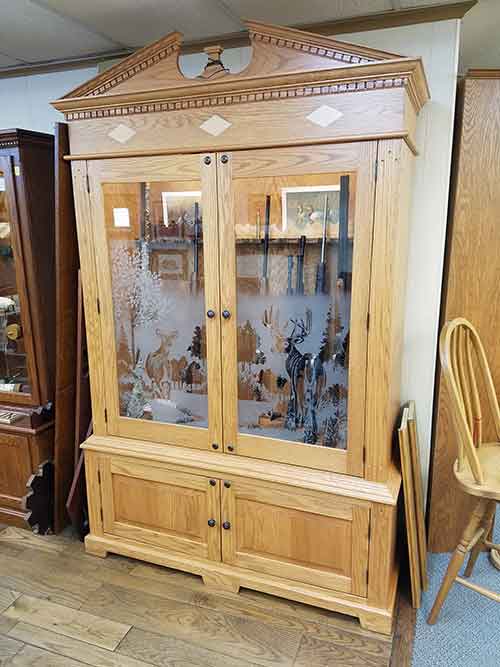 Locally Amish Custom Made Gun Safe Cabinet with Etched Glass