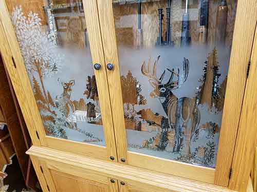 Amish Gun Cabinets with Etched Glass Doors