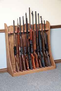 Amish Custom Handcrafted Twelve Gun Oak Rack