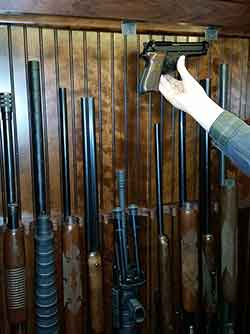 Shiplap Gun Cabinet Back with Room for Pistols and Handguns