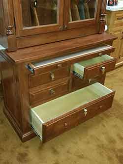 Locally Amish Custom Made Gun Cabinet Safe Close Up of Drawers