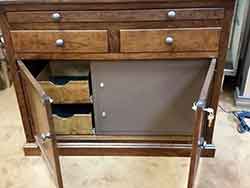 Locally Amish Custom Made Gun Cabinet Safe Close Up of Drawers and Safe