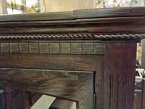 Locally Amish Crafted Cherry Gun Wall Unit Upper Molding Close Up