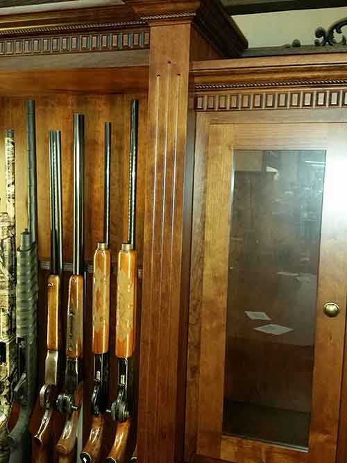 Locally Amish Custom Made Gun Cabinet Wall Unit Close up of Side Closed Gun Storage