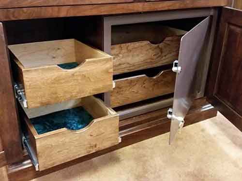 Locally Amish Custom Made Gun Safe Cabinet Drawers All Open