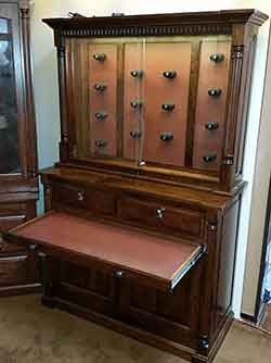 The Lower Pistol Cabinet Base Features a Leather Lined Cleaning Shelf