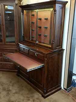 Premium Leather Pistol Cabinet Back and Pull Out Cleaning Drawer