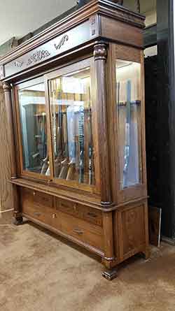 Side View of Custom Antique Reproduction Gun Cabinet