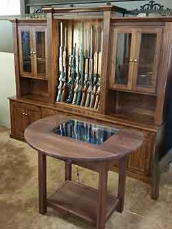 Drop Leaf Pistol Table and Custom Gun Cabinet