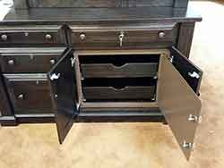 Full Extension Dovetailed Drawers Behind Gun Safe Door