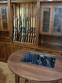 Locally Amish Custom Made Gun Cabinet Wall Unit Close up of Side Safe