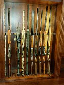 Locally Amish Custom Made Gun Cabinet Wall Unit Close Up of Center Gun Rack