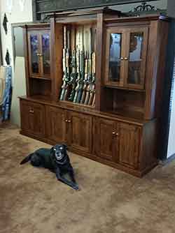 Soldi Cherry Gun Cabinet Hutch with Loki the Dog