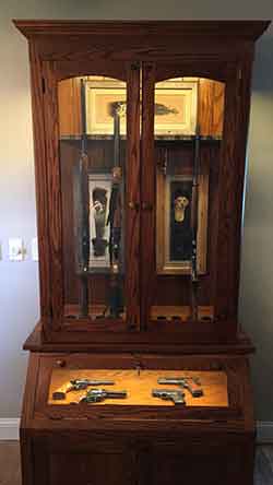 Oak Gun Cabinet with LED Touch Lighting