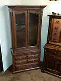 Cherry Gun Cabinet with Drawer Base Storage