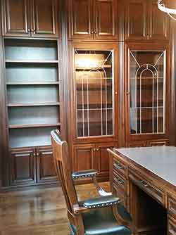 Adjustable Shelves and Leaded Glass Bookcase Doors