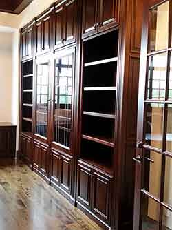 Angle View of Bookcases with Leaded Glass Doors