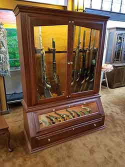 Gun Cabinet and Pistol Display with Beveled Door Frame