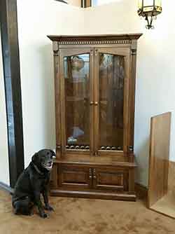 Amish Custom Cherry Gun Cabinet with Loki the Dog