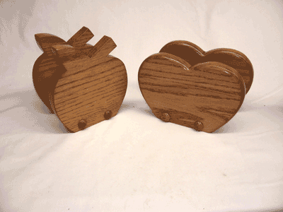 Locally Amish Custom Crafted Apple and Heart Napkin Holders