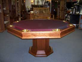 Locally Amish Custom Made Poker Table with Mission Hexagon Platform Pedestal