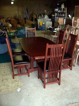 Prestige Mission Table with Kraftsman Leather Seated Chairs