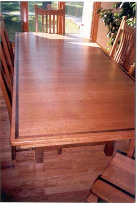 Quarter Sawn Oak Mission Table with Walnut Inlay