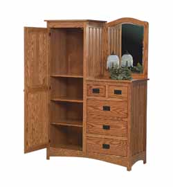 Amish Shaker L Dresser Door Open