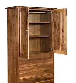 Amish Crafted Live Edge Armoire Door Open