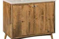 Here is our single sink Amish bath vanity. This one has a retro look to it with the way the legs are made. It is shown here in Walnut wood.