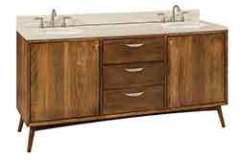 Check out the "retro" look of this custom Amish made vanity cabinet. Plenty of storage space is available for everyone.
