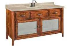 This Amish made custom vanity is 60" wide and has a clean, plain, simple look to it which is typical of the Shaker style.