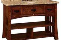 Shown here is 1/4 Sawn Oak wood with Michael's Cherry stain this 49" vanity is ideal for you. There are many different styles of counter tops available.