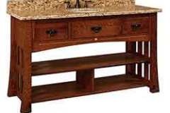 Custom crafted 60" Mission style vanity cabinet. You can have this made in any of our standard hardwoods and you can select the stain and even the counter top.