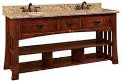 This is our open style 72" vanity cabinet with all open shelving. The Mission style is very prevalent here as you can see. This would look perfect made with 1/4 Sawn Oak wood.