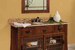 You are seeing are Morgan Mission style lavatory cabinet with two glass doors. The slats on the ends set off the look of the Mission style as do the "lites" on the glass doors.