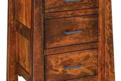 Our 3 drawer Cambridge custom Amish built night stand in Brown Maple wood is seen here.